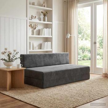 ARDEBO.de - Klappsofa Bett Dunkelgrau 152 x 86,5 x 60 cm Stoff