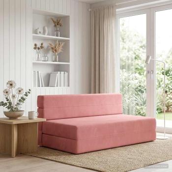 ARDEBO.de - Klappsofa Bett Rosa 203 x 152 x 15 cm Samt