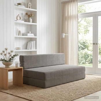 ARDEBO.de - Klappsofa Bett Hellgrau 152 x 86,5 x 60 cm Stoff