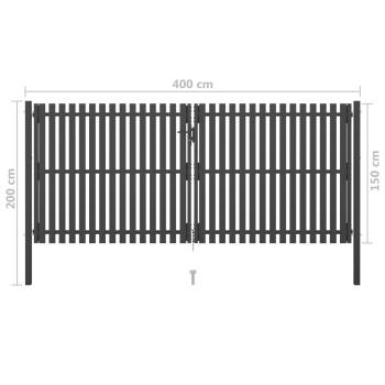 Gartentor aus Stahl 400 x 150 cm Anthrazit