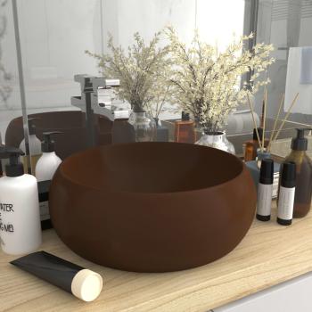 ARDEBO.de - Luxuriöses Waschbecken Rund Matt Dunkelbraun 40x15 cm Keramik