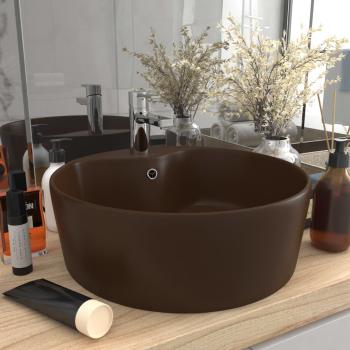 ARDEBO.de - Luxus-Waschbecken mit Überlauf Matt Dunkelbraun 36x13cm Keramik