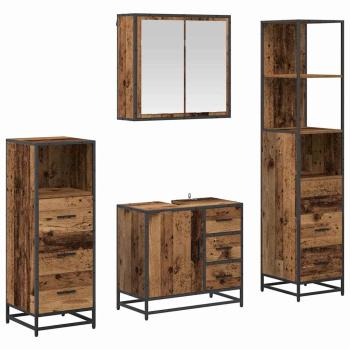 Badezimmermöbel-Set 4 Stk. Altholz Holzwerkstoff