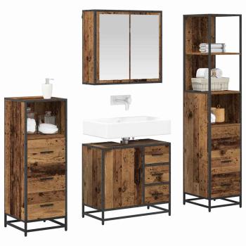 Badezimmermöbel-Set 4 Stk. Altholz Holzwerkstoff