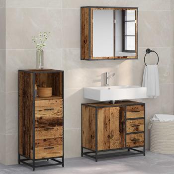 ARDEBO.de - Badezimmermöbel-Set 3 stk. Altholz 35 x 37,5 x 100 cm