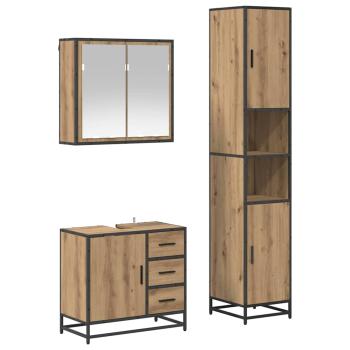 Badezimmermöbel-Set 3 Stk. Artisan-Eiche Holzwerkstoff