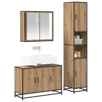 Badezimmermöbel-Set 3 Stk. Artisan-Eiche Holzwerkstoff