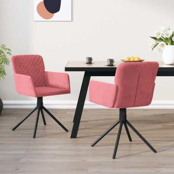 ARDEBO.de - Esszimmerstühle 2 Stk. Drehbar Rosa Samt