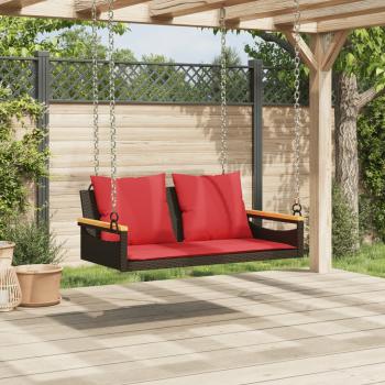 Hängebank mit Kissen Braun 109x62x40 cm Poly Rattan