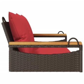Hängebank mit Kissen Braun 109x62x40 cm Poly Rattan