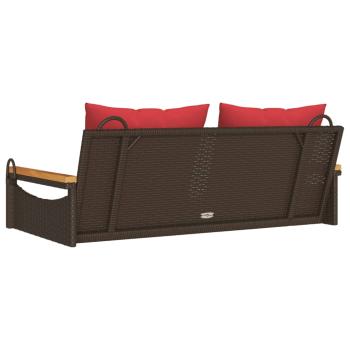 Hängebank mit Kissen Braun 109x62x40 cm Poly Rattan