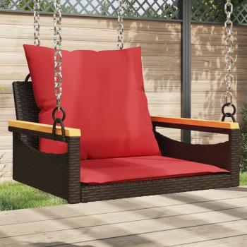 ARDEBO.de - Hängesessel mit Kissen Braun 63x62x40 cm Poly Rattan