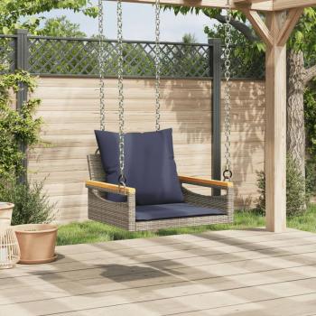 Hängesessel mit Kissen Grau 63x62x40 cm Poly Rattan