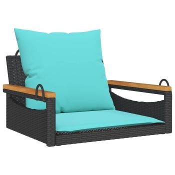 Hängesessel mit Kissen Schwarz 63x62x40 cm Poly Rattan