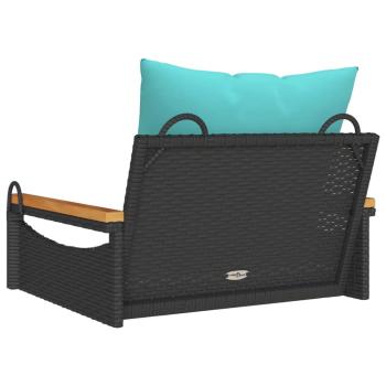 Hängesessel mit Kissen Schwarz 63x62x40 cm Poly Rattan