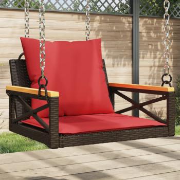 ARDEBO.de - Hängesessel mit Kissen Braun 63x62x40 cm Poly Rattan