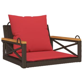 Hängesessel mit Kissen Braun 63x62x40 cm Poly Rattan
