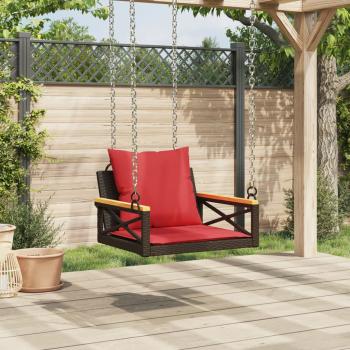 Hängesessel mit Kissen Braun 63x62x40 cm Poly Rattan