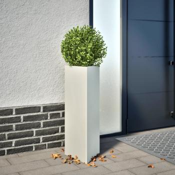 ARDEBO.de - Pflanzkübel 2 Stk. Weiß Dreieckig 30x26x75 cm Stahl