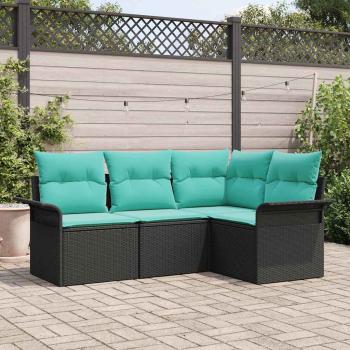 ARDEBO.de - Gartensofa-set mit Kissen Schwarz Poly-Rattan