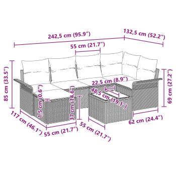Gartensofa-set mit Kissen Schwarz Poly-Rattan