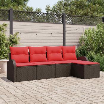 ARDEBO.de - Gartensofa-set 5 stk. Braun Poly-Rattan