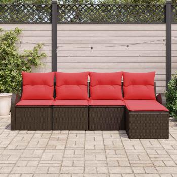Gartensofa-set 5 stk. Braun Poly-Rattan