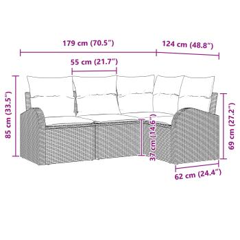 Gartensofa-set Braun Poly-Rattan