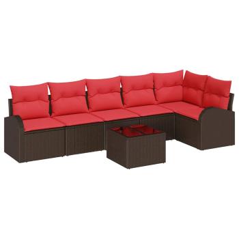 Gartensofa-set 7 stk. Braun Poly-Rattan