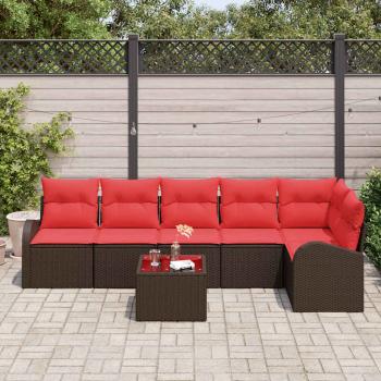 Gartensofa-set 7 stk. Braun Poly-Rattan