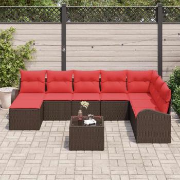 Gartensofa-set 9 Stk. Braun [Synthetisch]: Poly Rattan