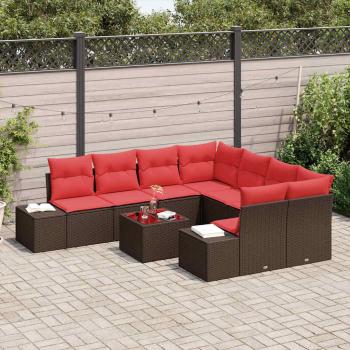 Sofa Set 9 stk. Braun [Synthetisch]: Poly Rattan