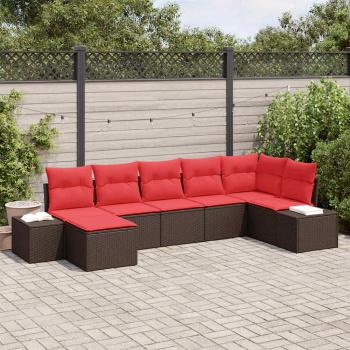 ARDEBO.de - Gartensofa-set 7 stk. Braun Poly-Rattan