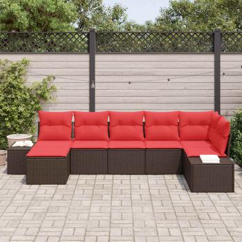 Gartensofa-set 7 stk. Braun Poly-Rattan