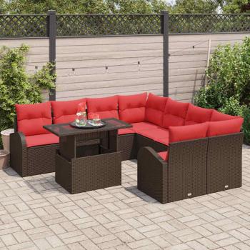 Gartensofa-set 9 Stk. Braun Poly-Rattan