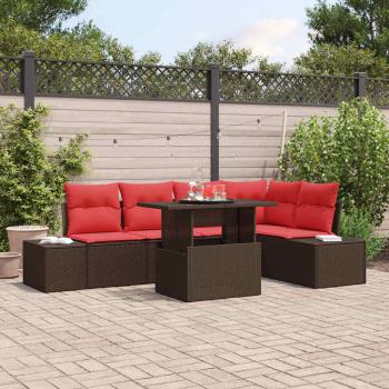 ARDEBO.de - Garten-Sofa-Set mit Kissen mit Speicher 6 pcs Braun und Rot