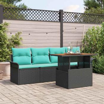 ARDEBO.de - Garten-Sofa-Set mit Kissen 5 pcs Schwarz und blau