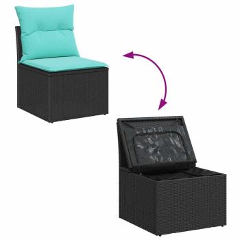 Garten-Sofa-Set 3 Stk. Schwarz Poly Rattan