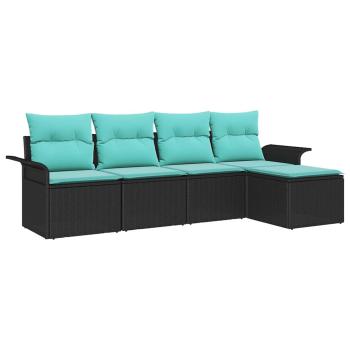Gartensofa-set 5 Stk. Schwarz Poly-Rattan