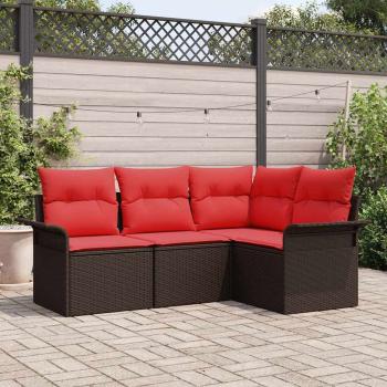 ARDEBO.de - Gartensofa-set 4 stk. Braun Poly-Rattan