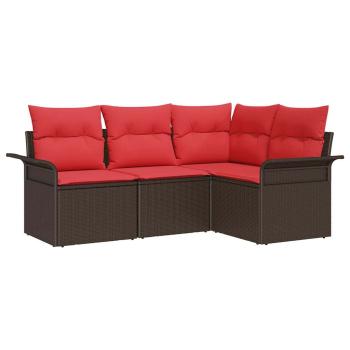 Gartensofa-set 4 stk. Braun Poly-Rattan