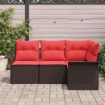 Gartensofa-set 4 stk. Braun Poly-Rattan