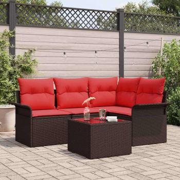 ARDEBO.de - Gartensofa-set 5 stk. Braun Poly-Rattan
