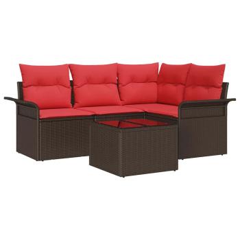Gartensofa-set 5 stk. Braun Poly-Rattan