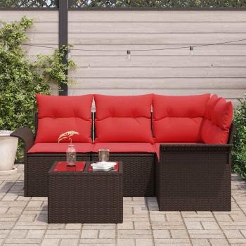 Gartensofa-set 5 stk. Braun Poly-Rattan