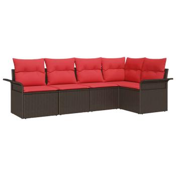 Gartensofa-set 5 stk. Braun Poly-Rattan
