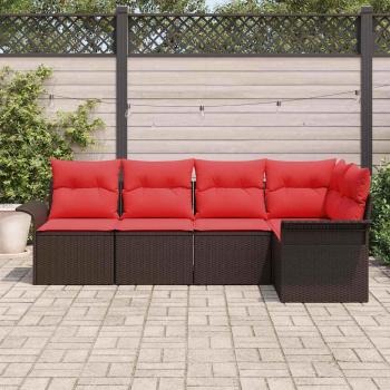 Gartensofa-set 5 stk. Braun Poly-Rattan