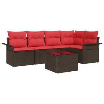 Gartensofa-set 6 stk. Braun Poly-Rattan