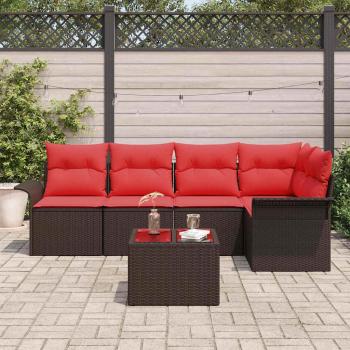 Gartensofa-set 6 stk. Braun Poly-Rattan