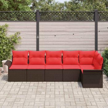 Gartensofa-set 6 stk. Braun Poly-Rattan
